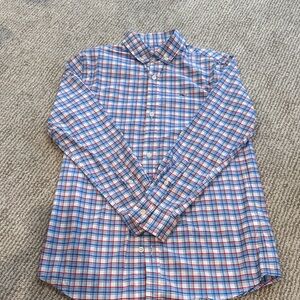 Vineyard Vines Men's Blue and Red Plaid Shirt/performance